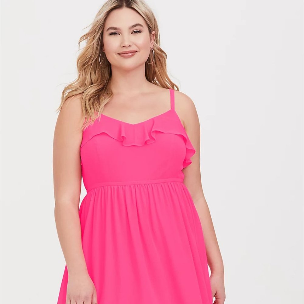 Hot Pink Chiffon Skater Dress
